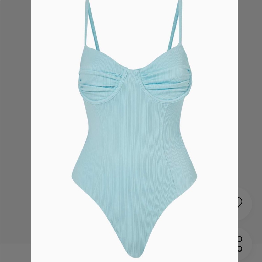 NWOT SMALL FRANKIES BIKINIS Lorelai Plissé One Piece Swimsuit BABY BLUE